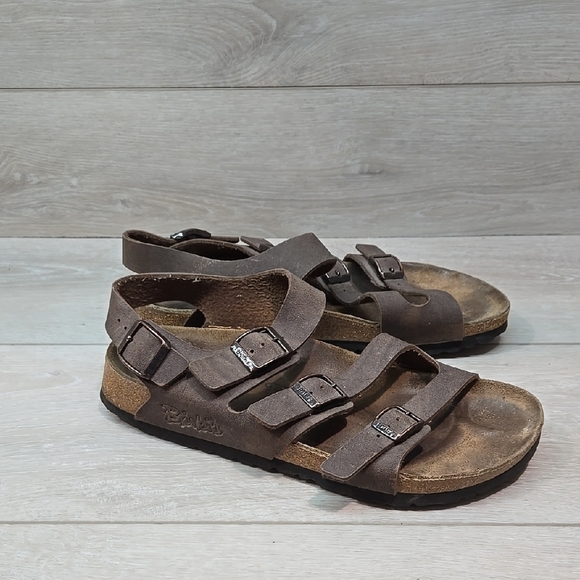 Birkis By Birkenstock Women Ankle Strap Brown Sandals Shoes Sz 40/9 Narrow - Picture 1 of 11